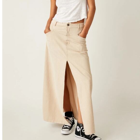 We The Free Dresses & Skirts - WE THE FREE COME AS YOU ARE CORDUROY MAXI SKIRT SIZE 12 MSRP $128.00 NWOT cream